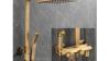 Antique Brass Mixer Square Head Rainfall Shower Tap Set with Bidet Tap TSA0730