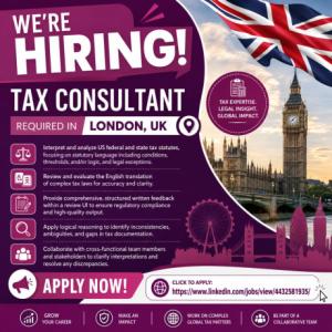 Tax Consultant Required in London