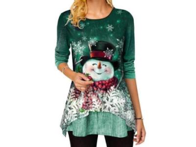 WOMENS CHRISTMAS PRINTED BLOUSE