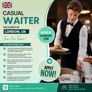 Casual Waiter Required in London