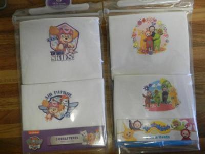 4 x girls 100% cotten charater vests size 18/24 months