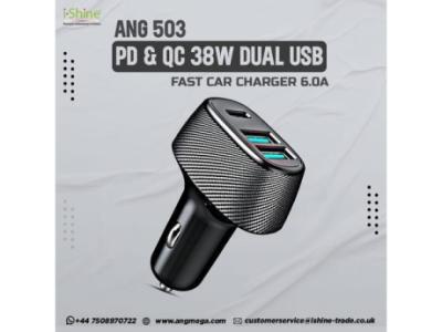 Buy Bulk ANG C502 PD & QC 18W Dual USB Fast Car Charger 5.1A in UK
