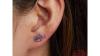 925 Sterling Silver Purple Branch Leaf Stud Earrings
