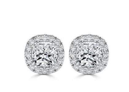 Round Unique Halo Diamond Stud Earrings
