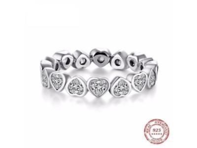 925 sterling silver Love Hearts CZ Eternity Ring