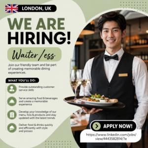 Waiter/ess Required in London