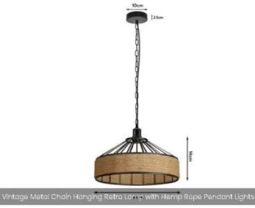 Vintage Metal Chain Hanging Retro Lamp with Hemp Rope Pendant Lights