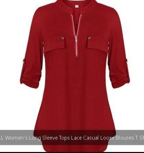 MIHOLL Women’s Long Sleeve Tops Lace Casual Loose Blouses T Shirts