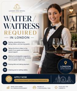 Waiter/Waitress Required in London