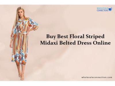 Buy Best Floral Striped Midaxi Belted Dress Online