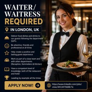 Waiter/Waitress Required in London