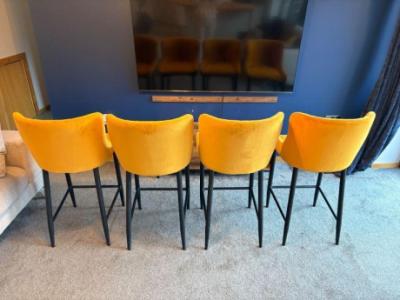 Rivington Golden Velvet Quilted Counter Stools – Set of 4