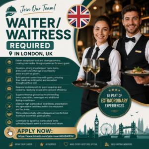 Waiter/Waitress required in london
