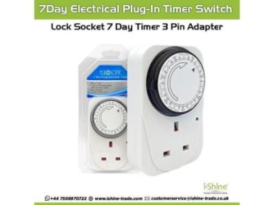 Buy Bulk 7 Day Electrical Plug-In Timer Switch Lock Socket 7 Day Timer 3 Pin Adapter in UK