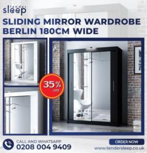 Sliding Mirror Wardrobe Berlin 180cm Wide