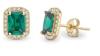 Exquisite 18K Yellow Gold Emerald Halo Stud Earrings