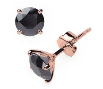 Black Diamond Earrings 0.20 CTW Studs 4 CLAW 18K Rose Gold