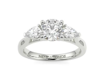 Buy Now - Round with Pear Trilogy Diamond Engagement Ring