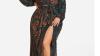 Floral Print Belted Split Wrap Velvet Maxi Dress