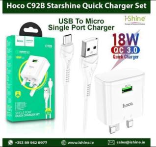 Buy Bulk Hoco C92B Starshine USB to Micro Single Port Quick Charger Set in Ireland