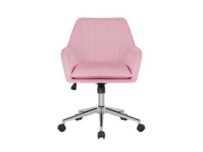 Pink Velvet Office Chair with Chrome Legs computer chair