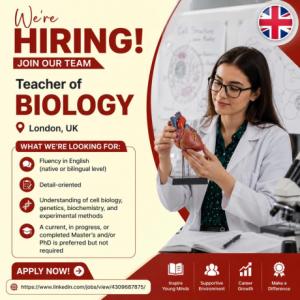 Teacher of Biology Required in London