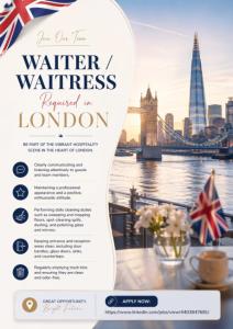 Waiter / Waitress Required in London
