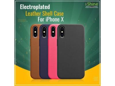 Buy Bulk Electroplated Leather Shell Case For iPhone X in Ireland