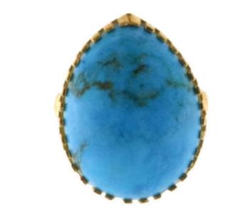 22ct Gold Real Turquoise Ring | Size T