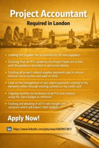 Project Accountant Required in London