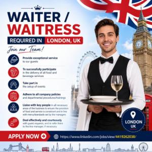 Waiter / Waitress Required in London