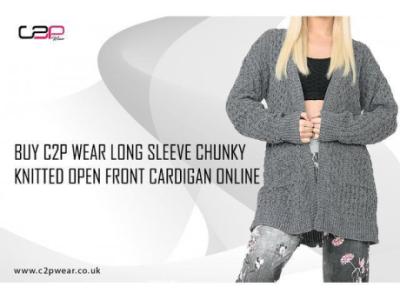 Buy C2P Wear Long Sleeve Chunky Knitted Open Front Cardigan Online