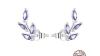 925 Sterling Silver Purple Branch Leaf Stud Earrings