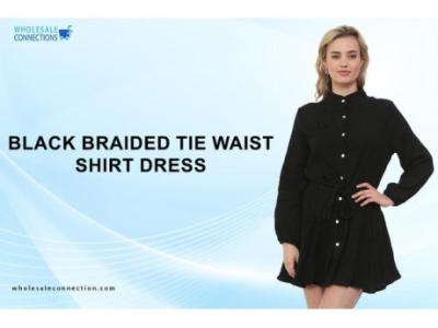 Buy Wholesale Braided Tie Waist Shirt Dress Online