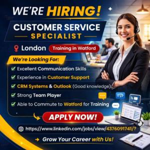 Customer Service Specialist Required in London