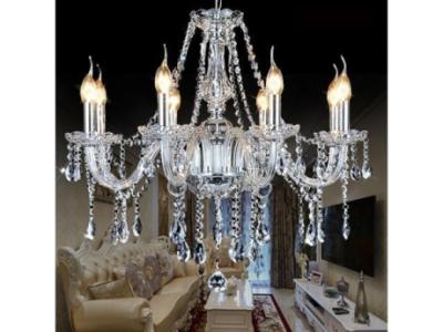 WHITE 6/8/10 Arm Crystal K9 Chandelier Candle Water Droplet with Lampshade