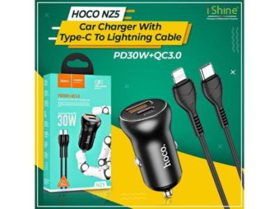 Buy Bulk HOCO NZ5 Car Charger With Type-C To Lightning Cable PD30W+QC3.0 in Ireland