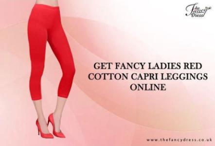 GET FANCY LADIES RED COTTON CAPRI LEGGINGS ONLINE