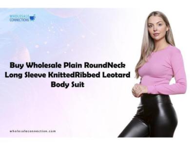 Buy Wholesale Plain Round Neck Long Sleeve Knitted Ribbed Leotard Body Suit
