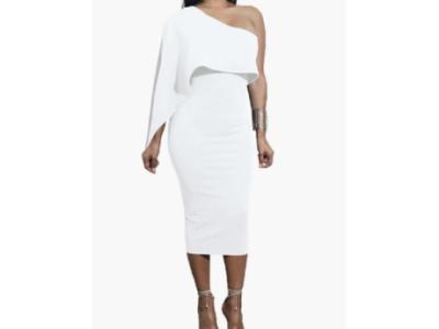 Women's tight pencil solid color medium and long dress1102