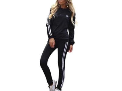 Women's Tracksuit Set Strip Long Sleeve Sweatshirt and Track Pants 2-Pack Tracksuit