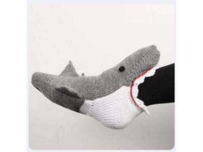 white grey shark 3D knit socks - Pre- Christmas sale @london