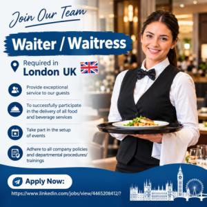 Waiter / Waitress Required in London