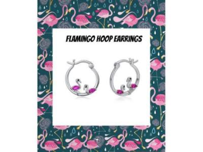 Flamingo hoop earrings
