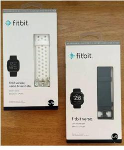 Genuine Fitbit Accessory White Sports Band + Leather Band in Midnight Blue