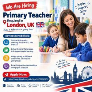 Primary Teacher Required in London