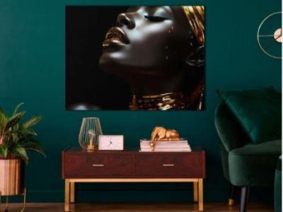 Elegant Black Woman Wearing Gold - Canvas Print Wall Art