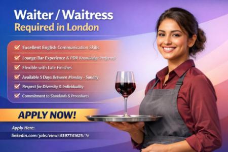 Waiter / Waitress Required in London